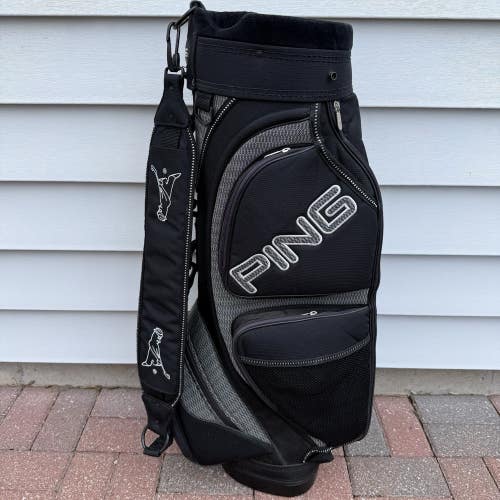 Ping Hoofer Cart Golf Bag 6 Way Dividers Dark Black White Vintage