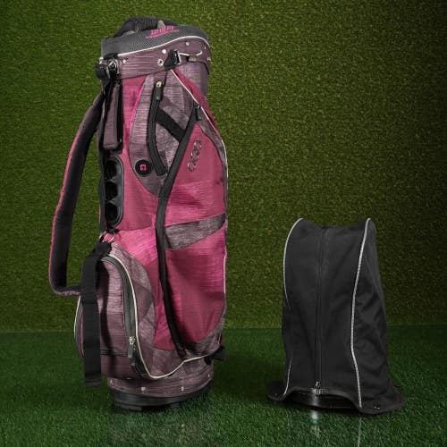 OGIO Duchess Cart Golf Bag Honeysuckle Weave Pink/Gray 8-Way Divider & Rain Hood