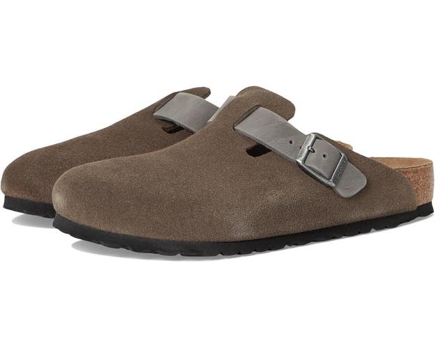 Birkenstock Boston Clogs Men's US 11-11.5 Concrete Leather Comfort Shoes TZP1083