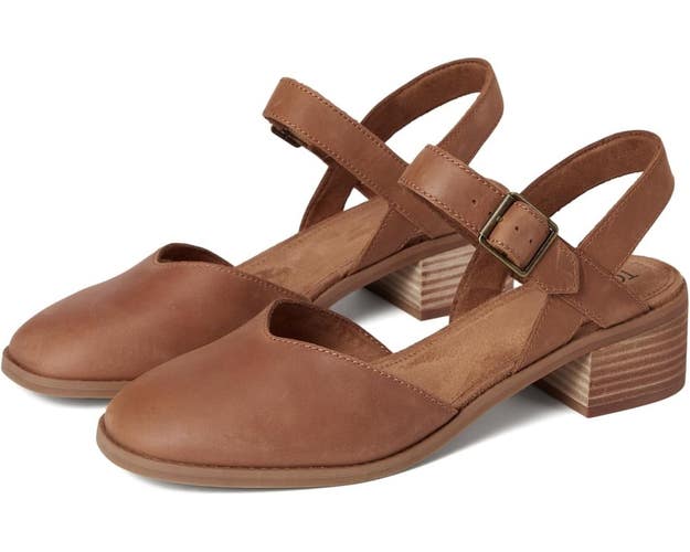 TOMS Jaclyn 42766-79939 Sandals Women's US 10 Brown Leather Slingback TZP1085