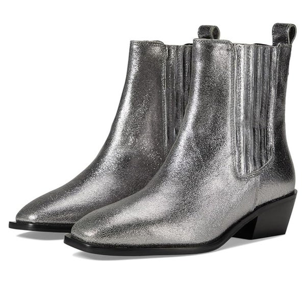 Seychelles Hold Me Down Boots Womens US 7.5 Silver Leather Ankle Bootie TZP1100
