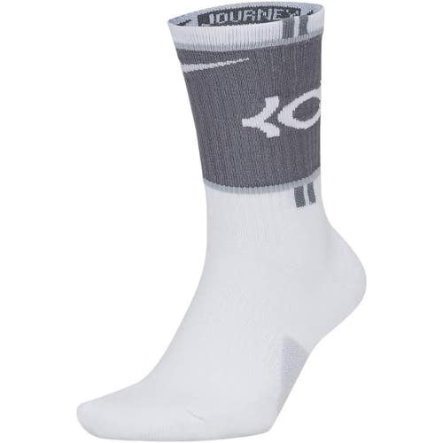 Nike Elite SX7860-100 Crew Socks Men Medium White Gray Targeted Cushioned DAB206