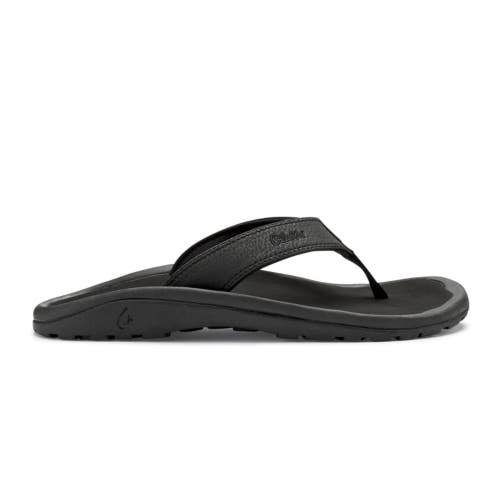 OluKai Ohana 10110A-4040 Sandals Men's US 9 Black Slip On Beach Flip Flop DAB194