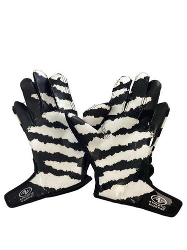 Used ATHLETIC WORKS FOOTBALL GLOVES FB Gloves Black And White MD 11760-S000089740