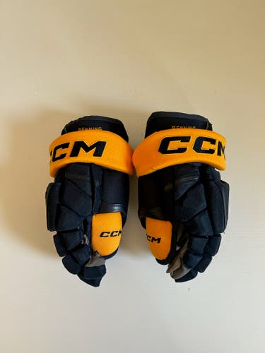 New 14” CCM HG12 Pro Stock Hockey Gloves - Navy/Gold