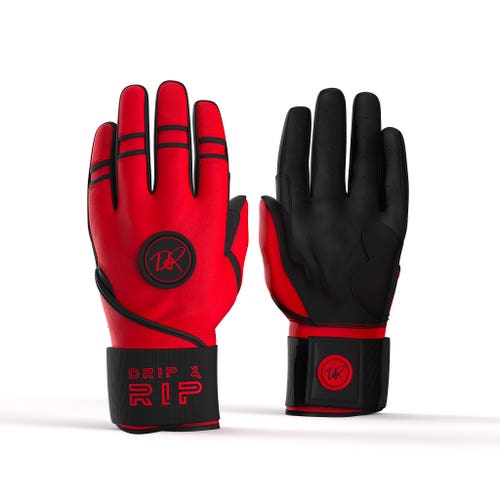 Drip & Rip™ 'Baller' Series Premium Leather Long Cuff Batting Glove Magma (Closeout)