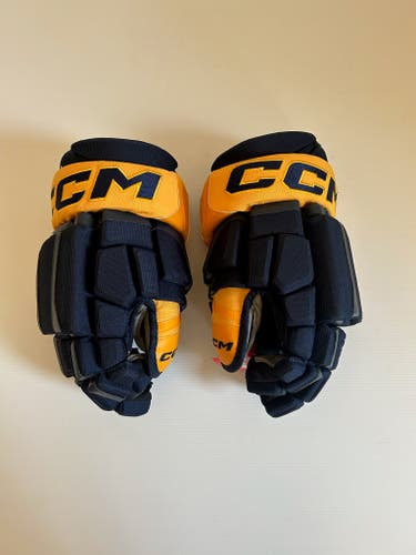 New 15” CCM HGCLPR Pro Stock Hockey Gloves - Navy/Yellow