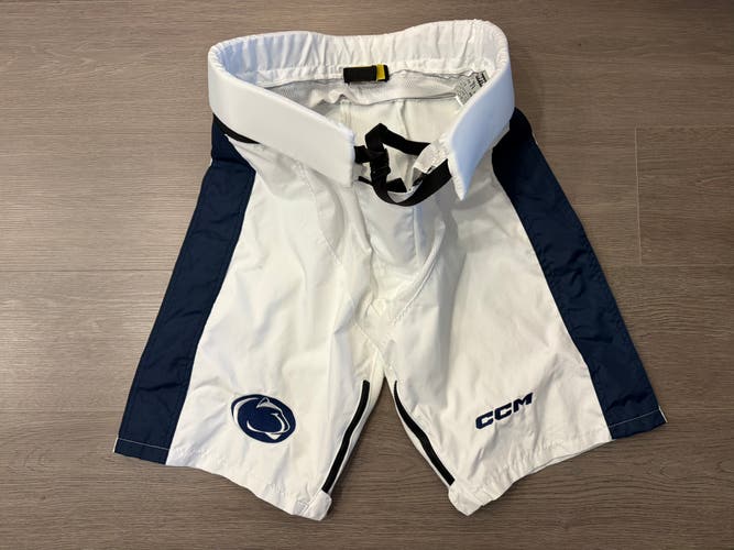 CCM PPPTKC Girdle/Pants shell Small White/Navy - Penn State University Pro Stock (Used like new)
