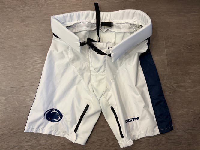 CCM PPPTKC Girdle/Pants shell Small White/Navy - Penn State University Pro Stock (Used like new)