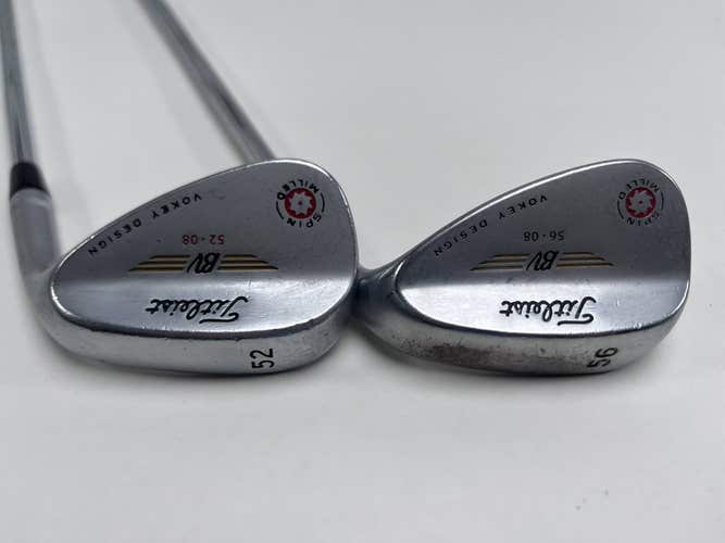 Titleist Vokey Spin Milled Chrome 2009 Wedge Set 52* 8 56* 8 Wedge Steel Mens RH