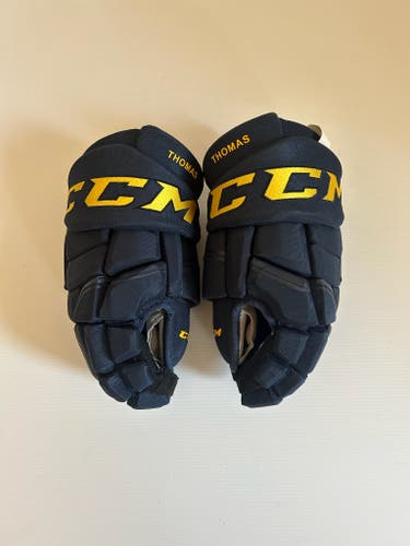New 14” CCM HGQL Pro Stock Hockey Gloves - Navy/Yellow