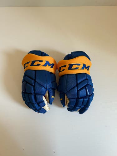 New 13” CCM HGTKXP Pro Stock Hockey Gloves - Royal/Gold