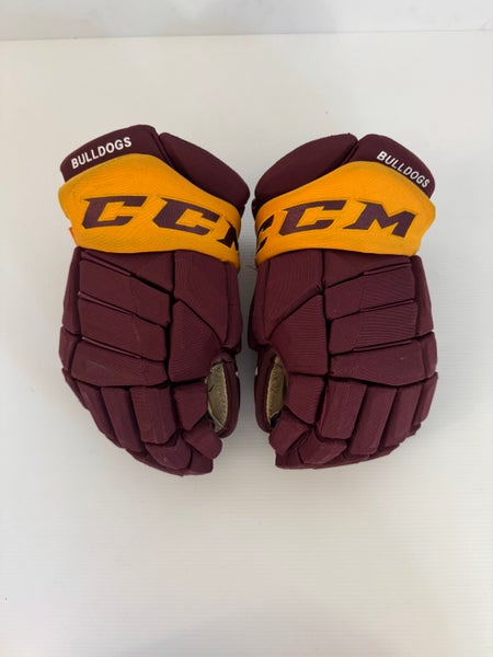 Used 15” CCM HGPJS Pro Stock Hockey Gloves - Maroon/Gold