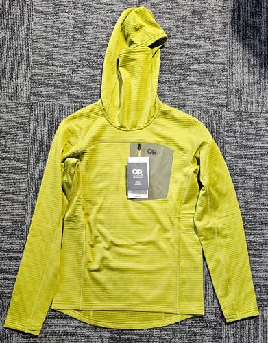 New Outdoor Research Vigor Grid Fleece Pullover Hoodie Mens Small Green