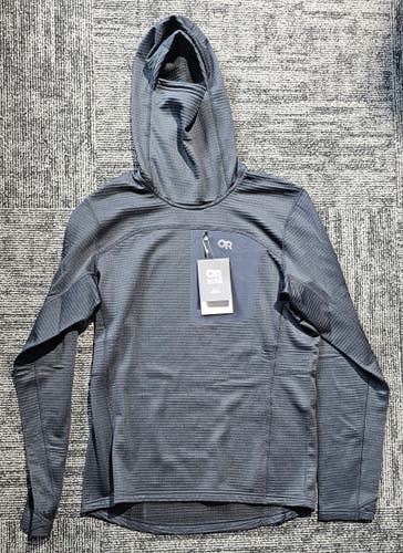 New Outdoor Research Vigor Grid Fleece Pullover Hoodie Mens Small Black