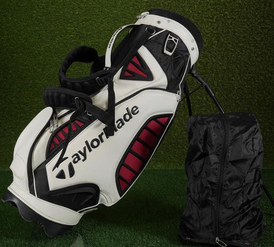 TaylorMade Premium R9 Stand Golf Bag Black/White/Red 8-Way Divider + Rain Hood!!
