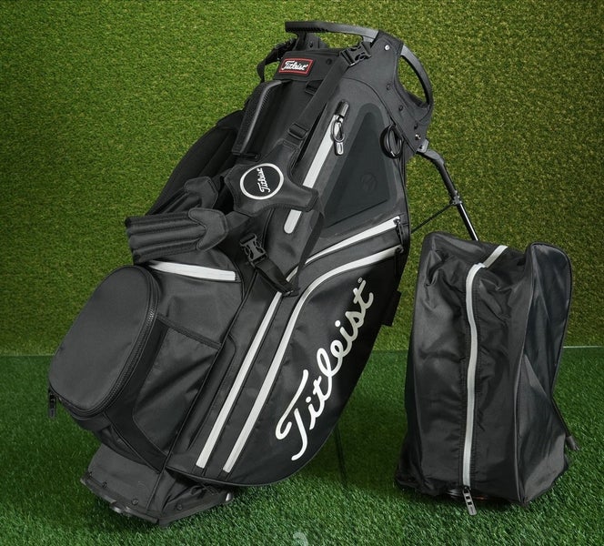 Titleist Hybrid 14 Stand Golf Bag Black/White 14-Way 7+ Pockets + Rain Hood!!