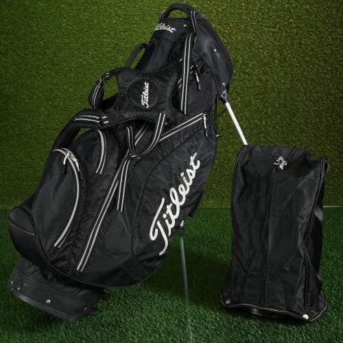 Titleist 14-Way Stand Golf Bag Black 14 Way Lightweight Dual Strap + Rain Hood!