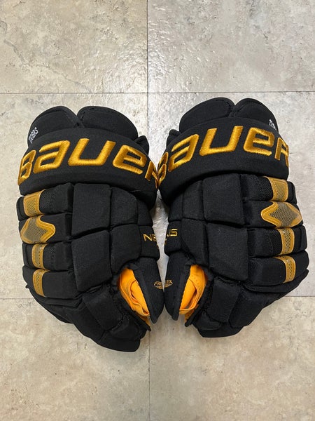 Pro Stock Bauer Nexus 1N Colorado College Gloves with gold palms 15in