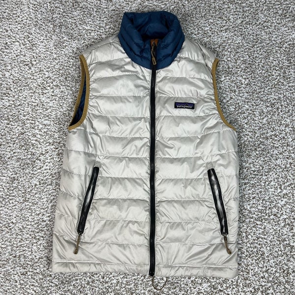 Patagonia Vest Mens XS Gray Blue Down Puffer Full Zip Lightweight Outdoor Hiking
