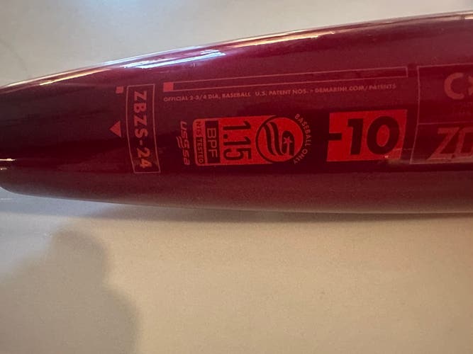 2024 DeMarini Zoa Composite USSSA Certified Bat (-10) 20 oz 30" (Used)