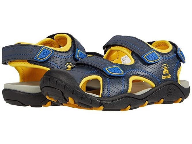 Kamik Seaturtle 2 Sandals Kids US 4 Blue Round Toe Adjustable Strap RHS4860