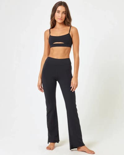 L*Space Rush Bra Women's Medium Black Stretch Cut Out Adjustable Straps BUU946