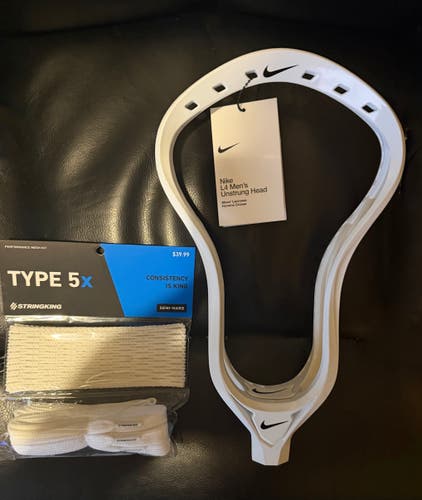 NIKE L4 LACROSSE HEAD with STRINGKING 5x semi hard COMPLETE MESH KIT, valued at $39.99!!