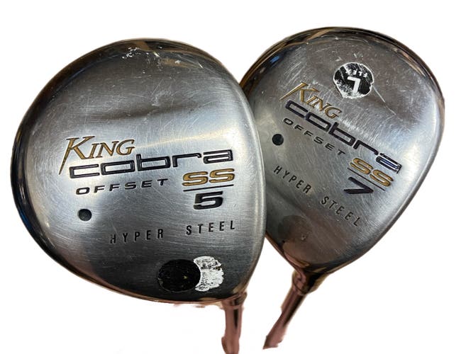 Pair of Women Cobra SS Hyper Steel Offset Fairway woods #5 & #7 Right Handed Mid Size Lamkin Grips