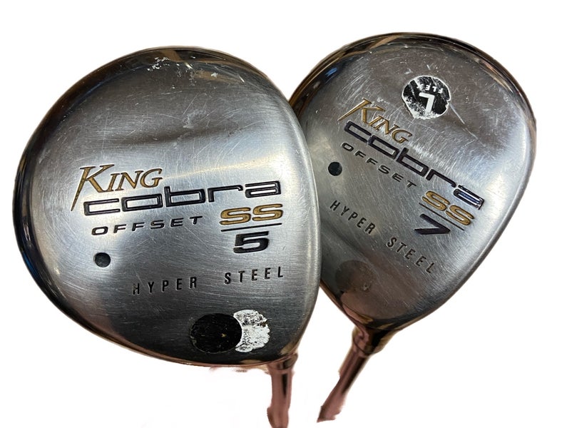 Pair of Women Cobra SS Hyper Steel Offset Fairway woods #5 & #7 Right Handed Mid Size Lamkin Grips