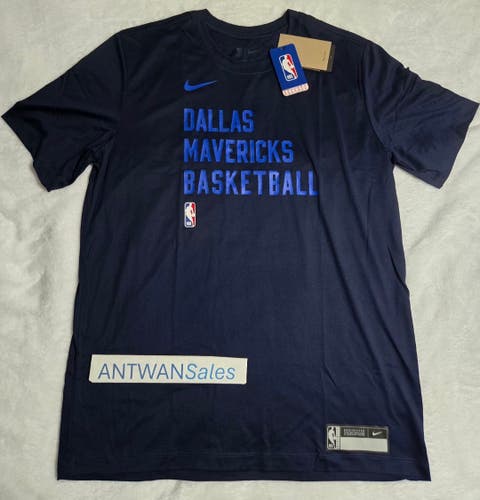 Nike Dallas Mavericks Team Issue NBA Pregame Warmup Shirt Blue Men Sz Large-Tall