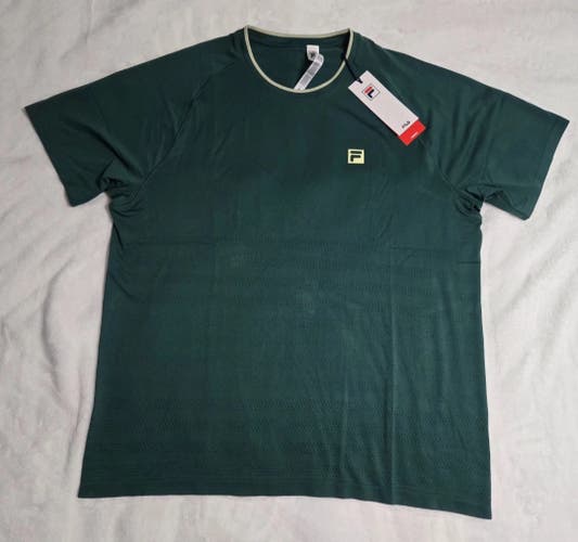 Fila Tennis  Court Center Seamless Crew Green Ace Shirt Men's Medium $85 NWT