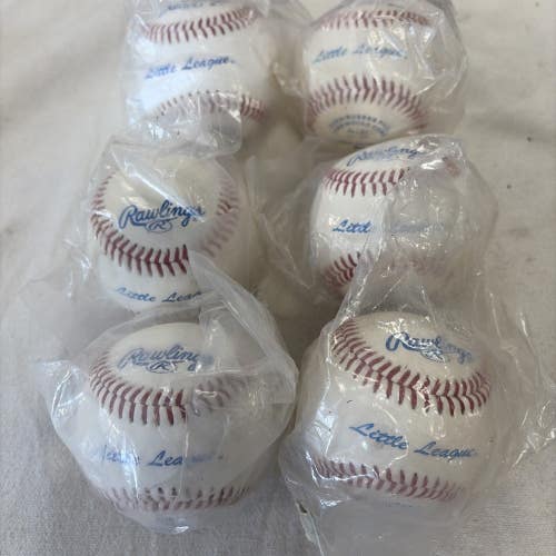 Lot Of 6 Brand New Rawlings Little League Full Grain Leather Cover Baseballs