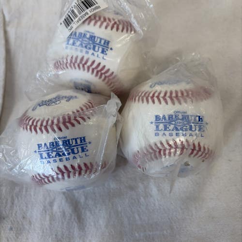 Lot Of 3 Brand New Rawlings Babe Ruth League Leather Baseballs