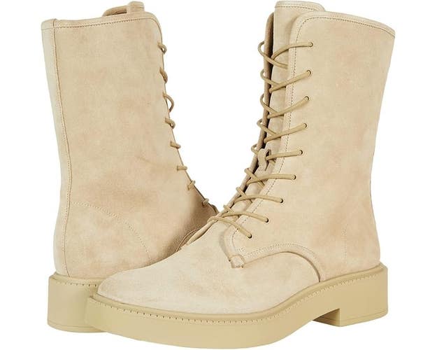 Vince Kady Lace Combat Boots Women's US 5 Doe Leather Side Zip Round Toe JOBB868