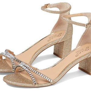 Badgley Mischka Joanne JW4123 Strappy Women's Size 7 Gold Glitter Sandal ZPO1684