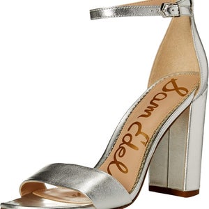 Sam Edelman Yaro E8511L6901 Sandal Womens 10.5 Silver Leather Block Heel ZPO1933
