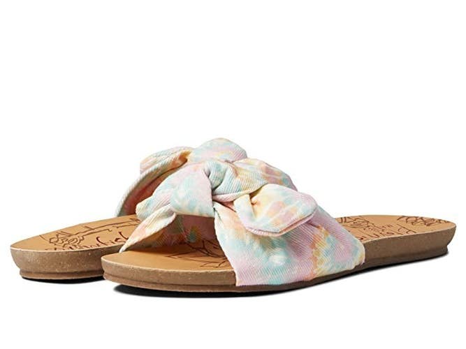 Blowfish Malibu Gett-K Sandals Girls US 4 Pink Tie-Dye Bow Slip-On Side JOBB990