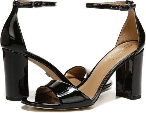 Sam Edelman Robyn Sandals Women's 6 Black Leather Block Heel Ankle Strap RHS4142