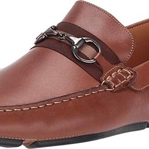 Massimo Matteo Bit Strap Driver Loafer Men 8.5 Brown Leather Casual Shoe JOBB889