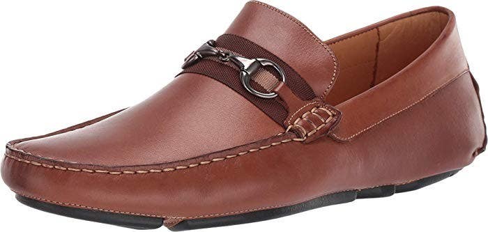Massimo Matteo Bit Strap Driver Loafer Men 8.5 Brown Leather Casual Shoe JOBB889