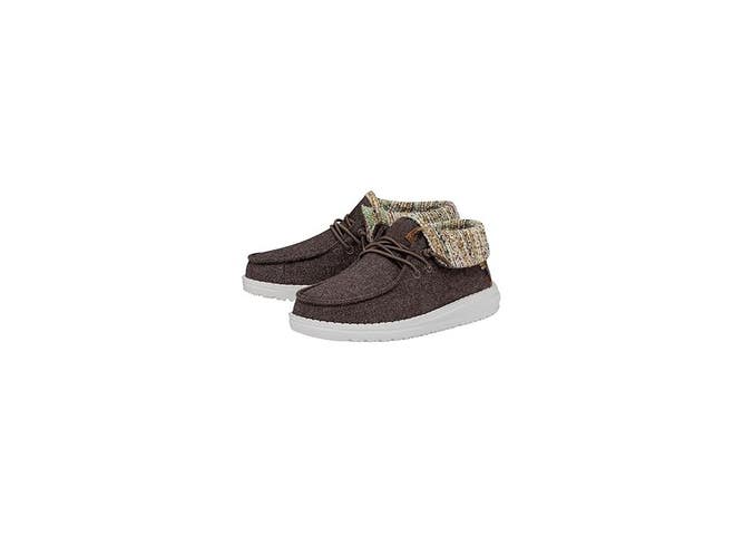 Hey Dude Wendy Fold Felted Cozy 40560-255 Kids US 4 Brown Casual Shoes JOBB864