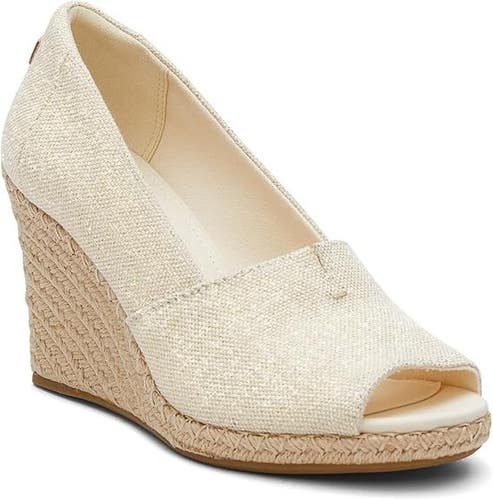 Toms Michelle Sandal Women's US 6.5 Beige Peep Toe Wedge Heel Espadrille JOBB803