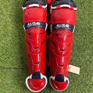 All Star System 7 Axis Catcher's Leg Guard | 13.5" (Red/Navy)