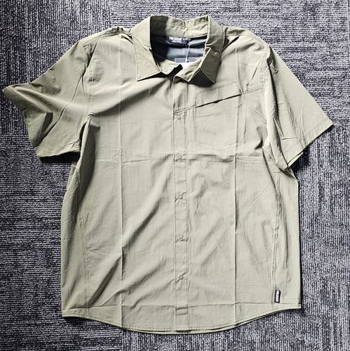 New Outdoor Research Astroman Short Sleeve Sun Shirt Mens Medium Ranger Green