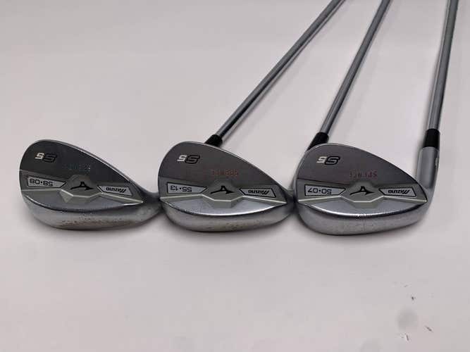 Mizuno S5 White Satin Wedge Set 50* 7 | 55* 13 | 58* 8 XP 105 Steel Mens LH