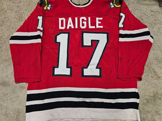 ALAIN DAIGLE 77'78 Red Chicago Blackhawks NHL Game Worn Jersey COA