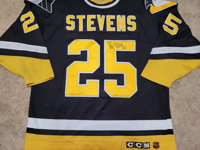 KEVIN STEVENS 93'94 Signed Pittsburgh Penguins Photomatched Game Worn Jersey