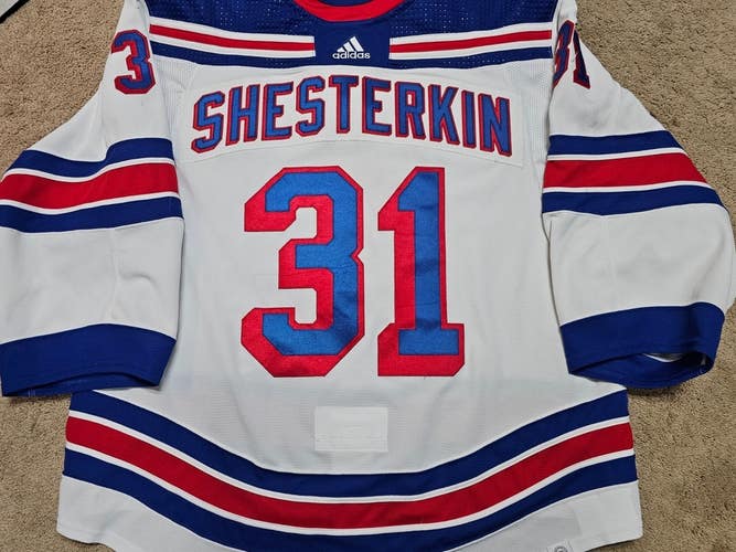 IGOR SHESTERKIN 21'22 Vezina Yr New York Rangers Photomatched Game Worn Jersey