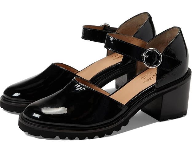 Seychelles Lock & Key Sandal Women's 9 Black Adjustable Buckle Block Heel ZPO843